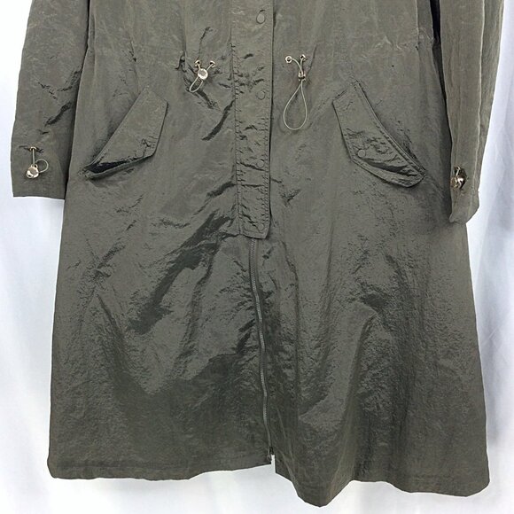 Guess Kelsi Hooded Midi-Length Parka Rain Jacket Size Small Army Green Long - Picture 8 of 14